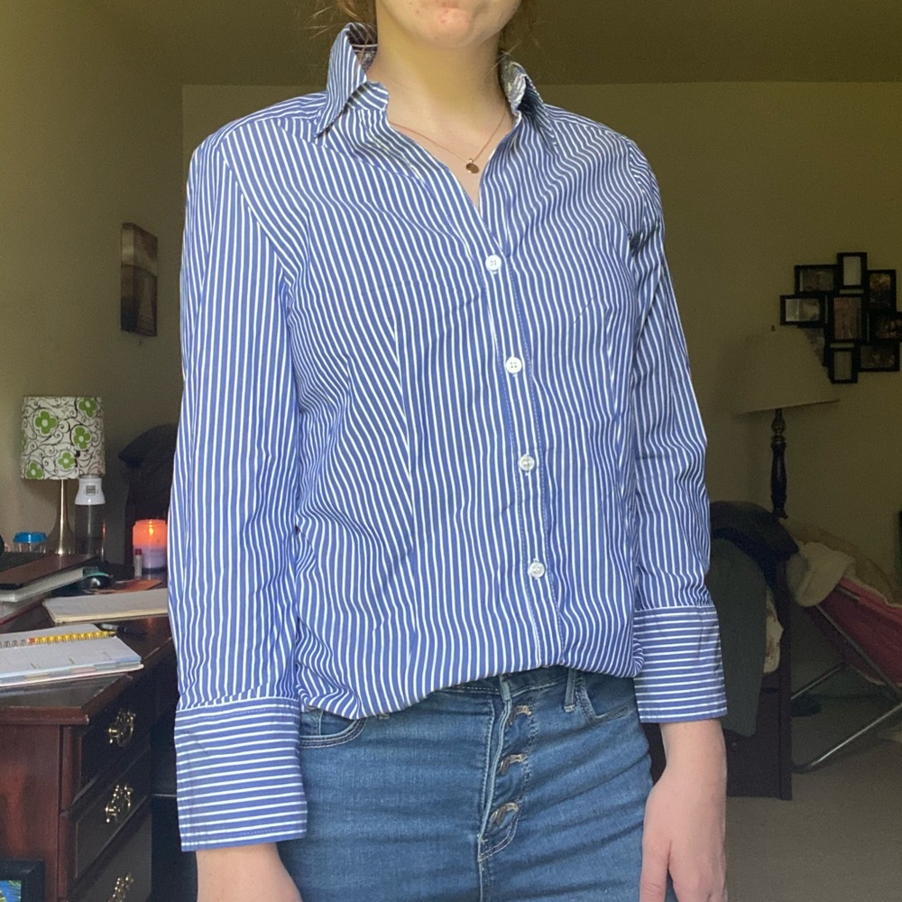 Blue and white buttoned down long sleeve